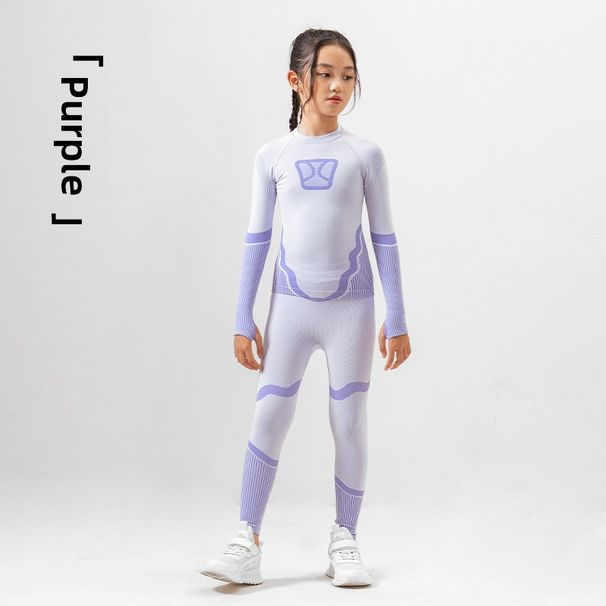 Sous-vêtements thermiques tricotés pour enfants, une pièce, pour garçons et filles, pour le sport, évacuant la transpiration, entraînement physique, automne et hiver_voghion.com