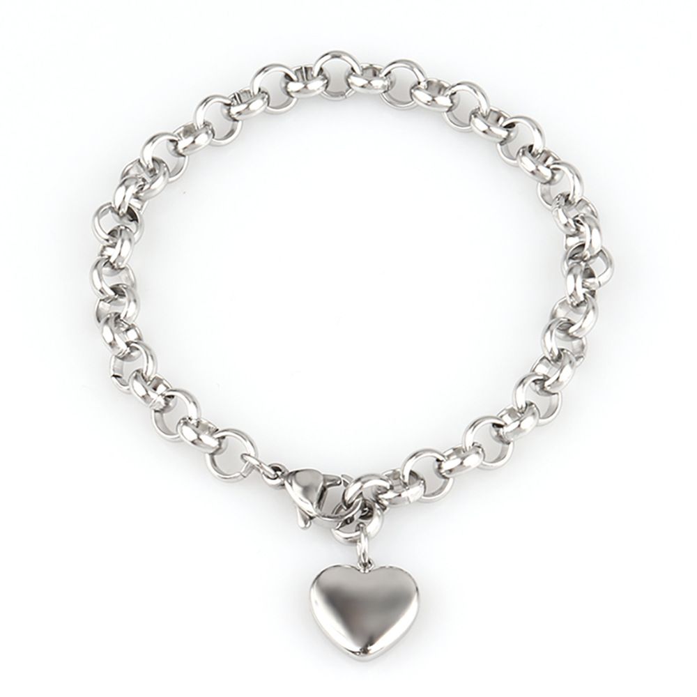 Pulsera de acero inoxidable con colgante de corazón de titanio para mujer._voghion.com