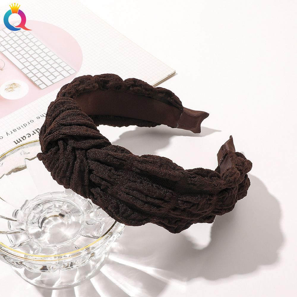 Korean Style Cream-Colored Puff Fabric Bow Headband For Women, Fashionable Hair Accessory For Daily Wear, Workout, And Home Use_voghion.com
