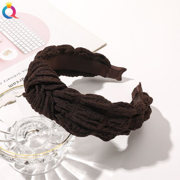 Korean Style Cream-Colored Puff Fabric Bow Headband For Women, Fashionable Hair Accessory For Daily Wear, Workout, And Home Use_voghion.com