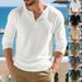 Schweres Henley-T-Shirt mit langen Ärmeln für Herren – Lockere Passform, gerippte Textur, lässig und pendlerfreundlich (Weiß, Schwarz, Grau, Oliv, Khaki)_voghion.com