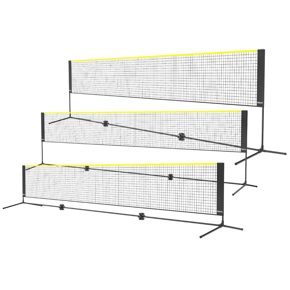 VEVOR Badminton Net, Height Adjustable Volleyball Net, 17ft Wide Foldable Pickleball Net, Portable Easy Setup Tennis Net Set With Poles, Stand And Carry Bag, For Kids Backyard Game Indoor Outdoor Use_voghion.com