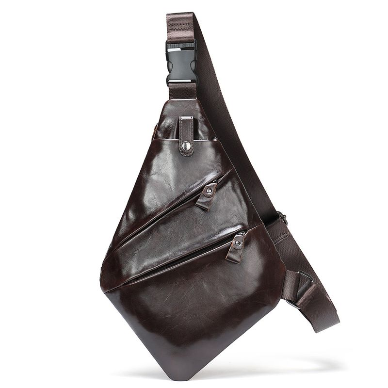 Echtes Leder Herren Brusttasche Erste Schicht aus Rindsleder High-End-Umhängetasche Outdoor Freizeit Umhängetasche Brust Umhängetasche_voghion.com