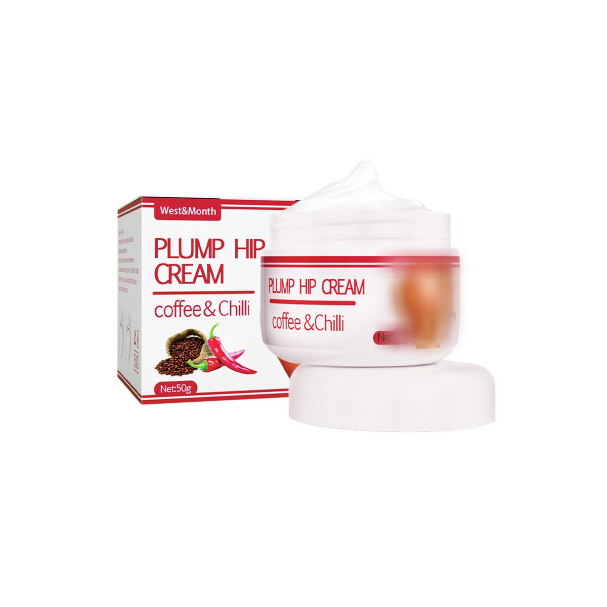 Skönhetsvårdsbutiken Hip Lifting West&Month Cream stramar åt skinkorna, sticker framåt, lutar bakåt och lyfter_voghion.com