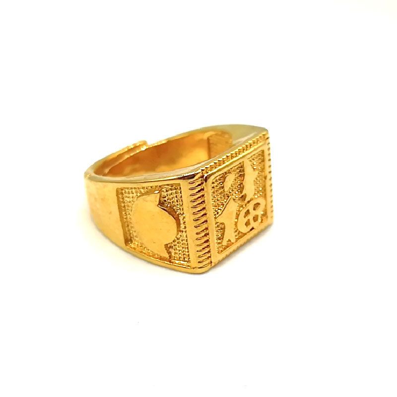 Sand Gold-plated Men's Fortune Ring, Opening Fire Gold Ring_voghion.com