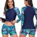 Long Sleeve Rash Guard & Swim Shorts Set - Sporty Surfing Swimsuit For Women (UPF 50+ Protection Quick-Dry & Sexy Print)_voghion.com