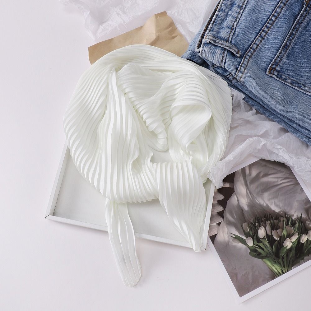 70 cm-es egyszínű, gyűrött selyem női monokróm, sokoldalú sál, divatos, ingázós, bájos fejpánt_voghion.com