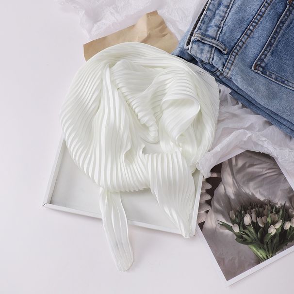 70cm solid color wrinkled silk women's monochrome versatile scarf, fashionable commuting, sweet headband_voghion.com