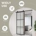 JUBEST 30in X 80in Glass Sliding Barn Door, 3-Panel Black Aluminum Frame And Clear Tempered Glass Modern French Door, Easy To Install (No Sliding Hardware Kit)_voghion.com
