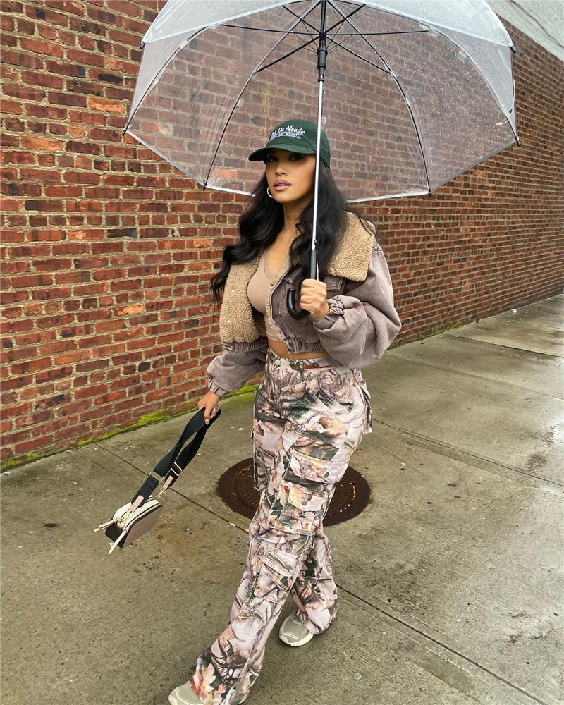 Damernas nya sommarmode casual lösa raka hög midja staplade väska flerfärgade byxor_voghion.com