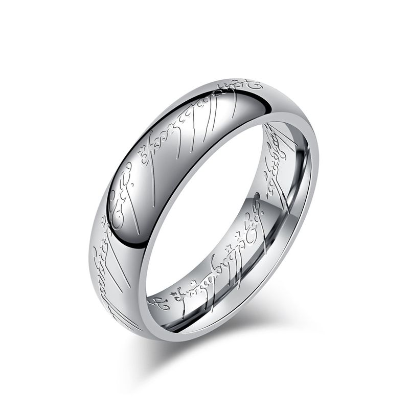 Men's Jewelry The Lord Of The Rings Titanium Steel Magic Ring Inner And Outer Arc Decay-engraved Magic Pattern Niche And Unique Jewelry_voghion.com