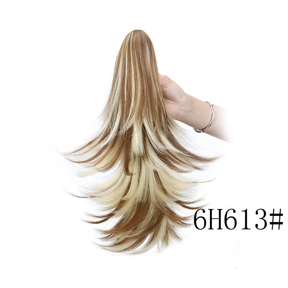 Coda di cavallo lunga con clip da donna, coda di cavallo arricciata multistrato, coda di cavallo riccia con clip in fibra sintetica, produttore all'ingrosso_voghion.com