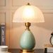 European Style Table Pastoral Ceramic Glass LED Study Desk Smart Lighting Bedroom Decorative Bedside Lamp_voghion.com