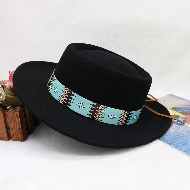 cappello da cowboy da festa da donna con top in lana e nylon ad anello, cappello a cilindro riccio in stile europeo e americano_voghion.com