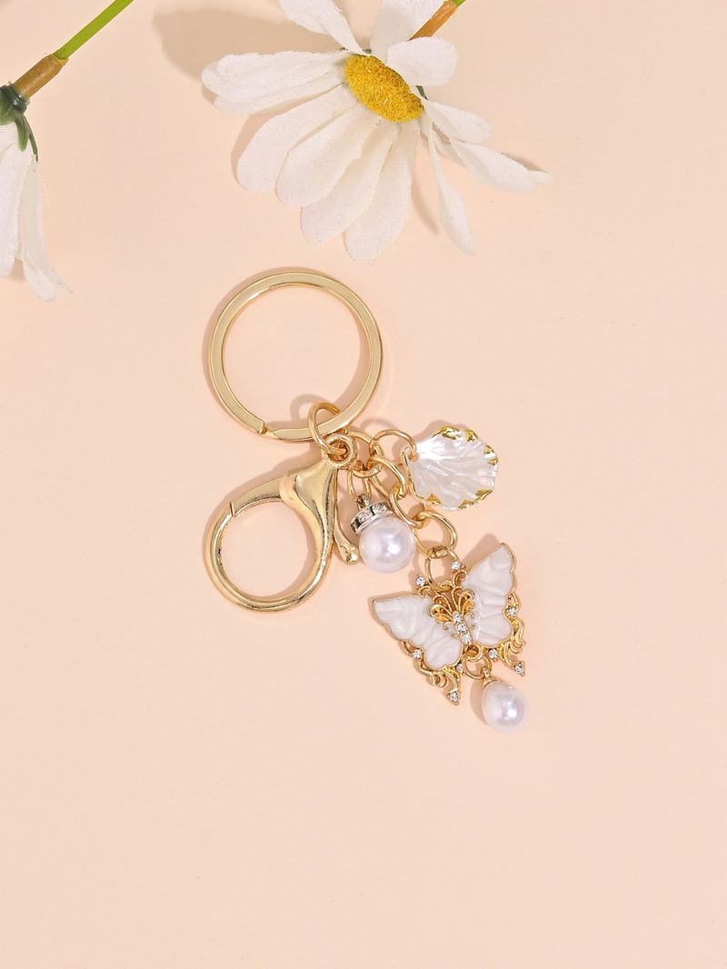 New Sweet Girly Butterfly Shell Pearl Keychain Versatile Backpack Pendant Decoration_voghion.com