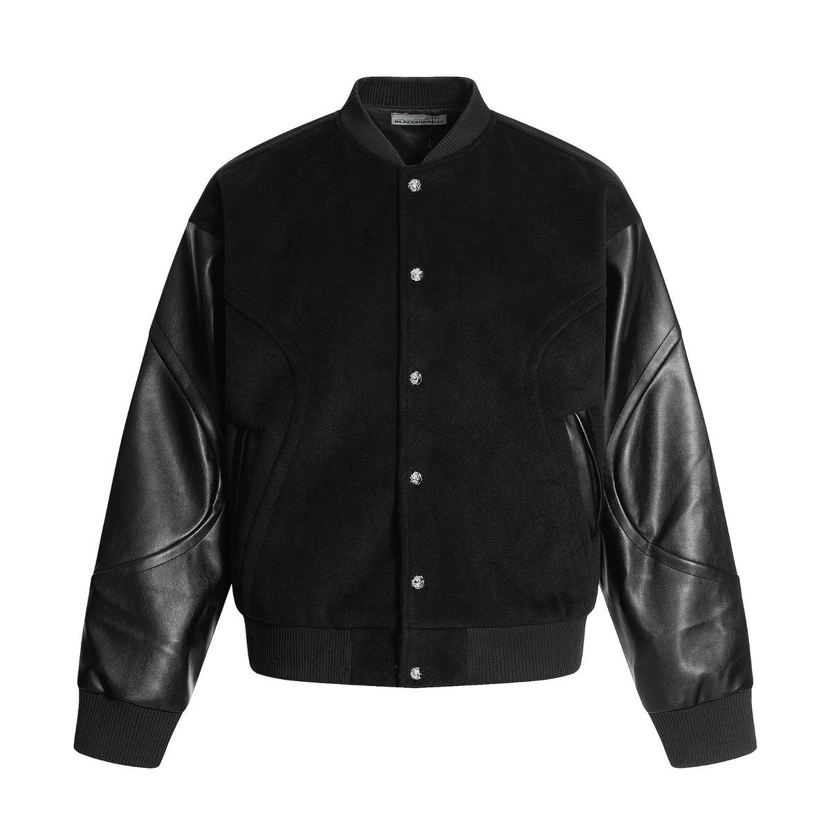 Herren Retro PU-Leder Baseballjacke – Übergroßer Biker-Stil mit Patchwork-Design (M-XXXL, Schwarz)_voghion.com