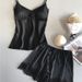 Women's Sleepwears Summer Sexy Ice Silk Two Piece Set With Silk Shorts Gathered Large Size Thin Home Clothes_voghion.com