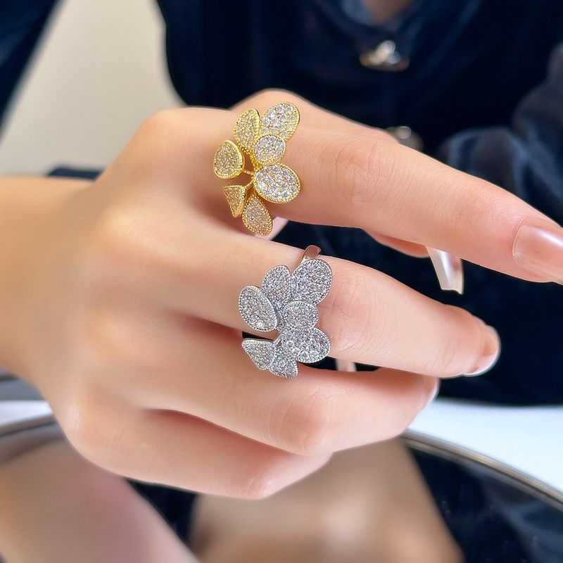 Korean Version Niche Design Elegant Zircon For Women Ins Style Light Luxury Versatile Personality Open Diamond Ring_voghion.com