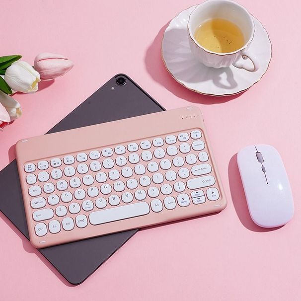 Wireless Bluetooth Keyboard And Mouse Set Wireless Charging For IPad Magnetic Round Keycap Keyboard Tablet Phone_voghion.com