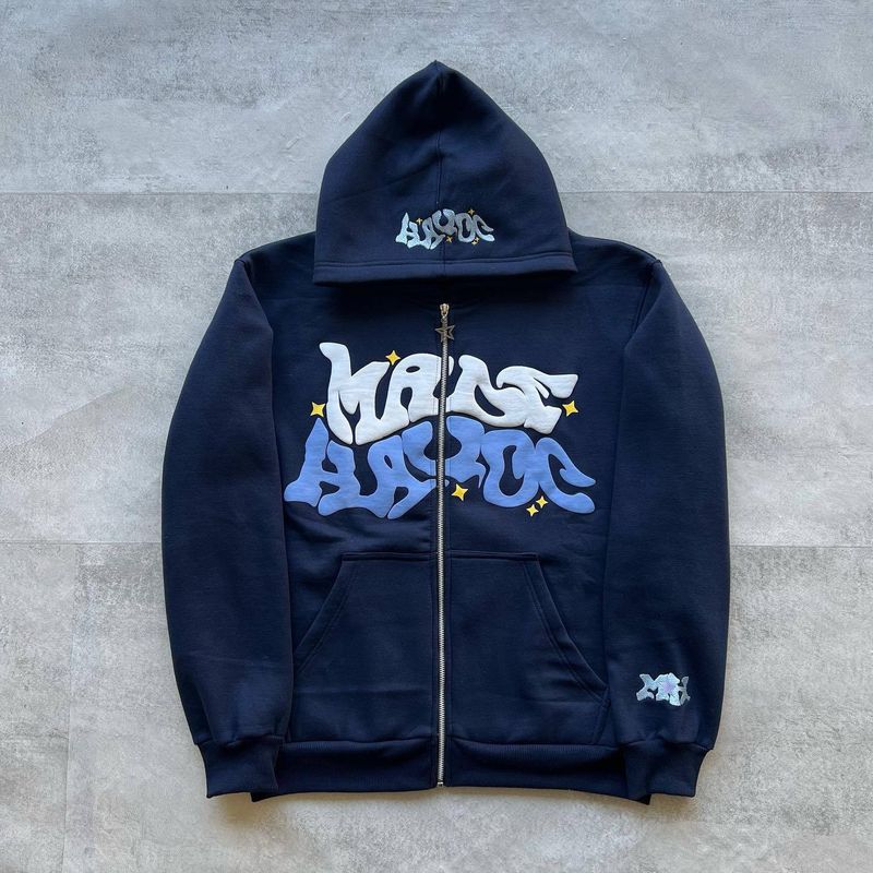 Men's Clothing Autumn New Style Sweatshirt Personality Street Style Foam Letter Print Cardigan Sweatshirt Jacket_voghion.com