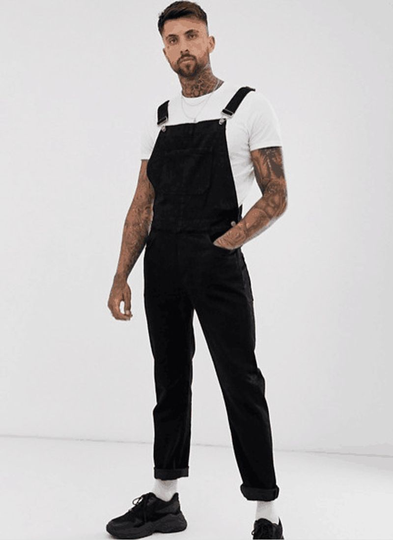 Fashionable Men's Ripped Denim Camisole Jumpsuit_voghion.com