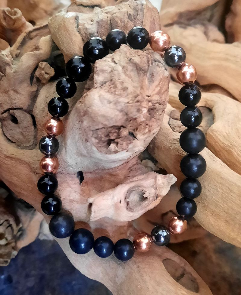 Power Bracelets for EMF 5G Protection Hematite Shungite Copper Tourmaline - Chakra Calming Bracelets_voghion.com