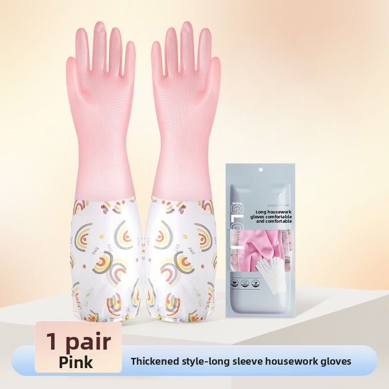 Dishwashing Gloves Household Thickened Kitchen Cleaning Fleece Lined Warm Laundry Durable Latex Wear-resistant Rubber_voghion.com