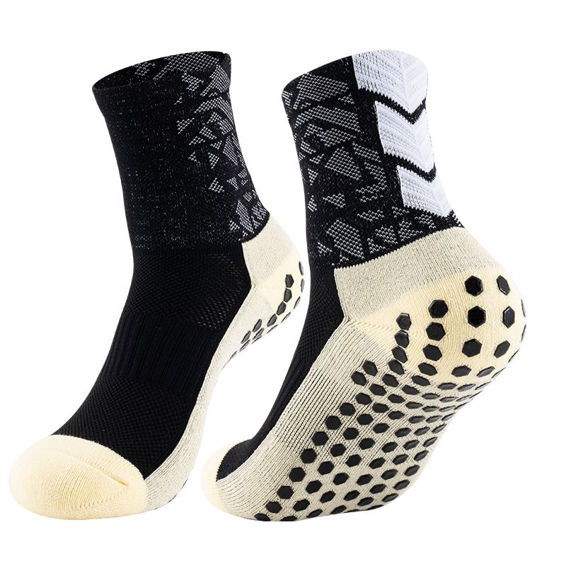 Fußballsocken für Erwachsene, dicke Handtuchunterseite, rutschfeste Fußballsocken für Männer und Frauen, mittellange gepunktete, atmungsaktive Bodensportsocken_voghion.com