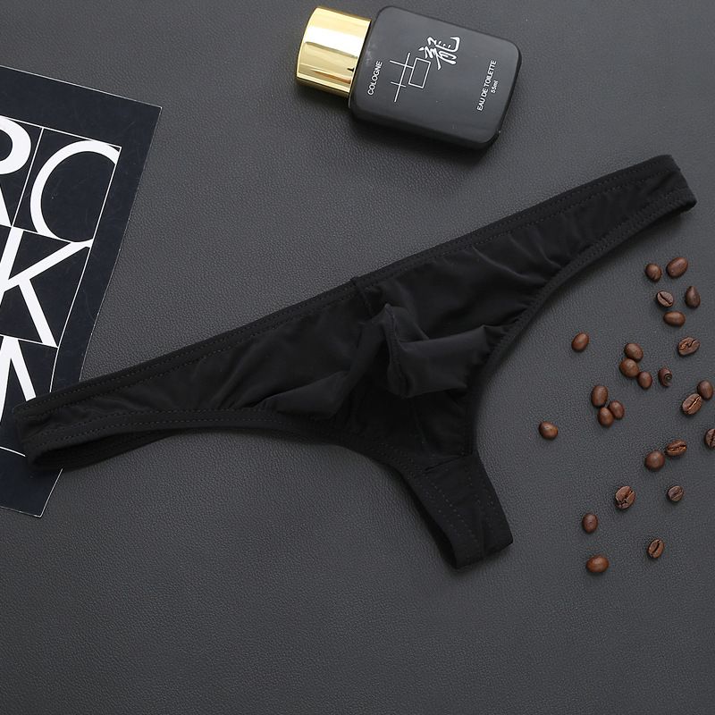 Men's Ice Silk Translucent Thong Sexy Underwear_voghion.com