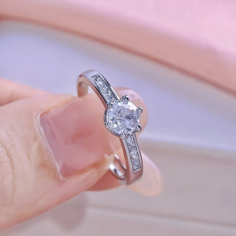 1 Carat Open Adjustable Ring - White Gold Plated Light Luxury Niche Design_voghion.com