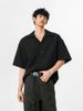 ForMen Summer Thin Niche Textured Cuban Collar Short Men's Ice Silk Solid Color Shirt Korean Version Ins Trend Five-Quarter_voghion.com