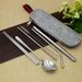 Coltello, forchetta, cucchiaio, bacchette in acciaio inossidabile, set di stoviglie portatili per picnic all'aperto, cucchiaio, bacchette, cannuccia, borsa portaoggetti_voghion.com