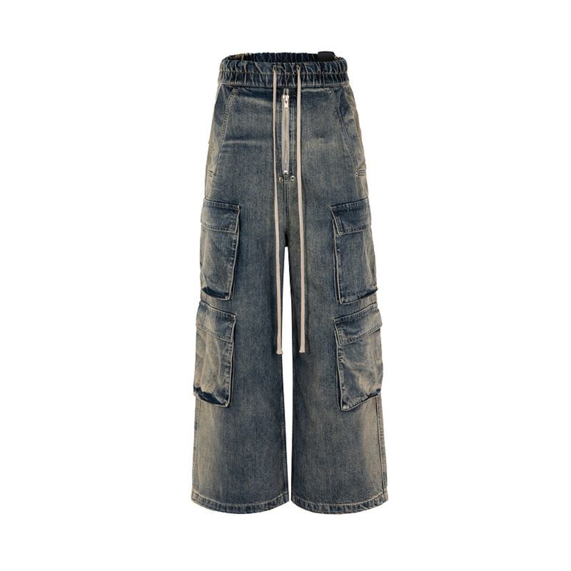 Owen Seak Hommes Cargo Jeans Décontracté Ample Gothique Hommes Pantalons de Survêtement Automne Noir Pantalon Long Taille XL_voghion.com