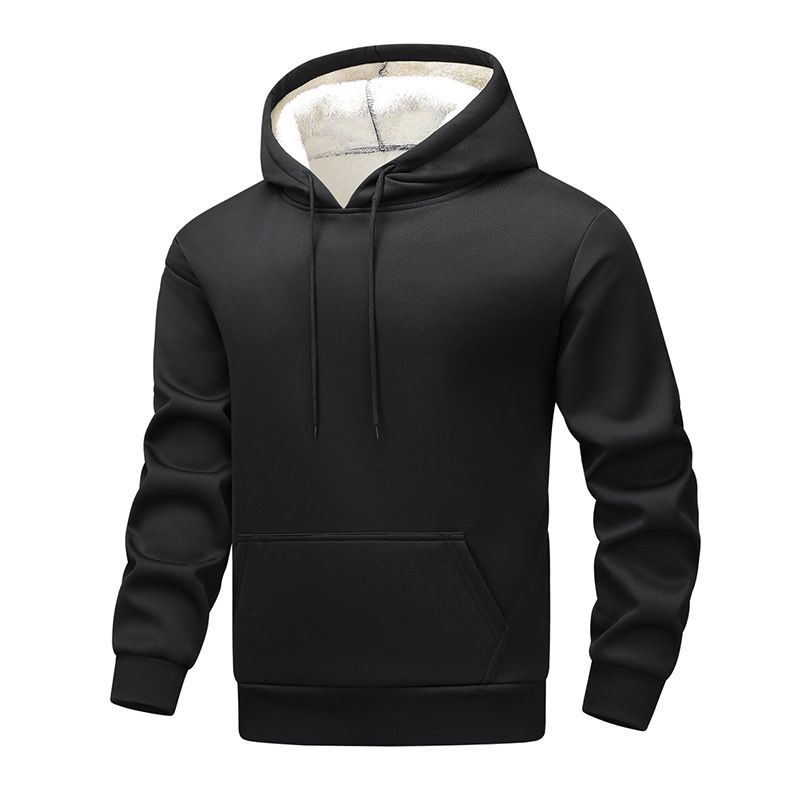 Felpa con cappuccio foderata in pile da uomo – Pullover oversize in sherpa con tasca a marsupio (XS-2XL)_voghion.com