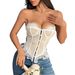 Damenbekleidung, reine Spitze, Spitze, Kurve, Göttin, Low Cut, Stil, heißes Mädchen, Must-have, Tube-Top mit Knopf_voghion.com