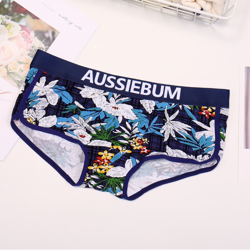 Bielizna z bawełny z niskim stanem i przewiewną podszewką dla par – zabawne bokserki z nadrukiem i majtki typu hipster – unisexowa, wygodna bielizna na plażę i na co dzień_voghion.com