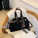 Suede handbag with foldable large capacity design, tote, foreskin strap, buckle, single shoulder crossbody bag_voghion.com