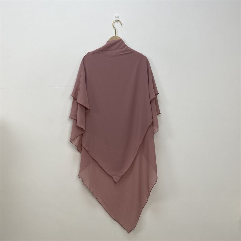 Foulard en mousseline de soie de couleur unie, grand foulard double couche de couleur unie_voghion.com