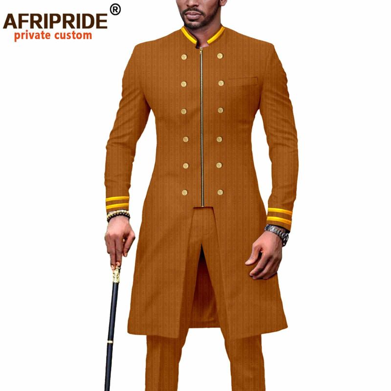 Ropa de hombre Conjunto de dos piezas con cremallera para hombre africano_voghion.com
