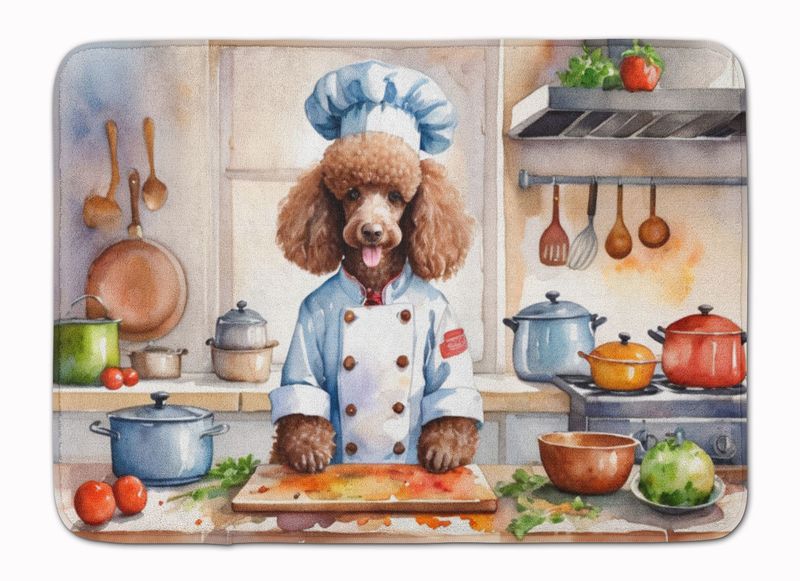 Chocolate Poodle The Chef Memory Foam Kitchen Mat Machine Washable Anti-Fatigue Mat Cushion Comfort Bath Mat Or Kitchen Rug_voghion.com