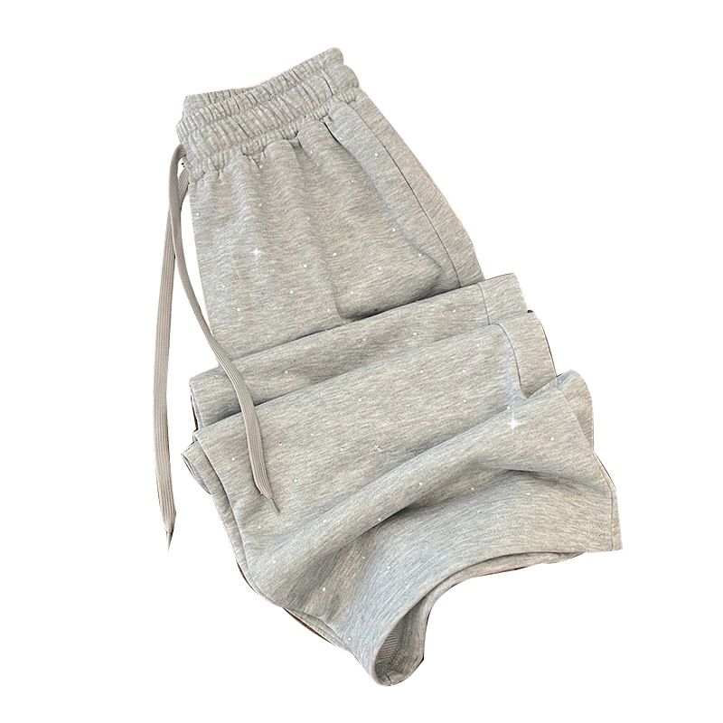 ​Women's Relaxed Straight Leg Pants With Drawstring Waist - Casual Elastic Waist Trousers For Everyday Comfort (Gray, S-XL)​_voghion.com