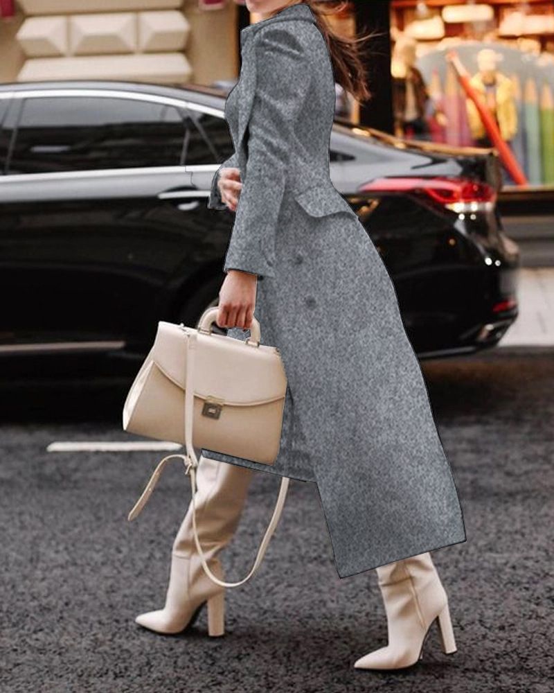 Women's Clothing literary retro lapel woolen coat long coat for women_voghion.com