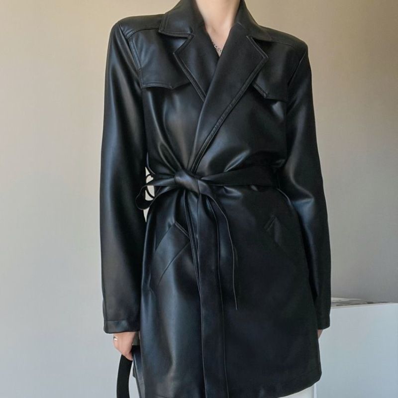 Women's Clothing Black jacket women 2024 spring autumn new retro Korean version advanced silhouette fashion medium and_voghion.com