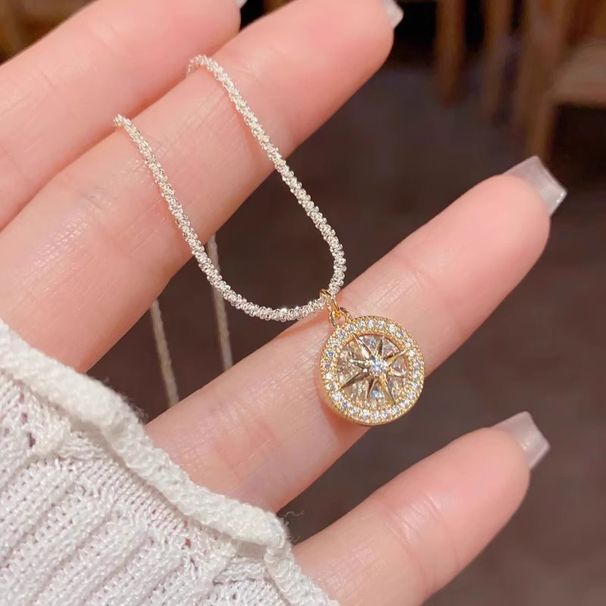 Collar de estrella de ocho puntas con circonita de plata pura para mujer, nuevo modelo 2025, gargantilla de suéter de lujo ligero y de alta gama._voghion.com
