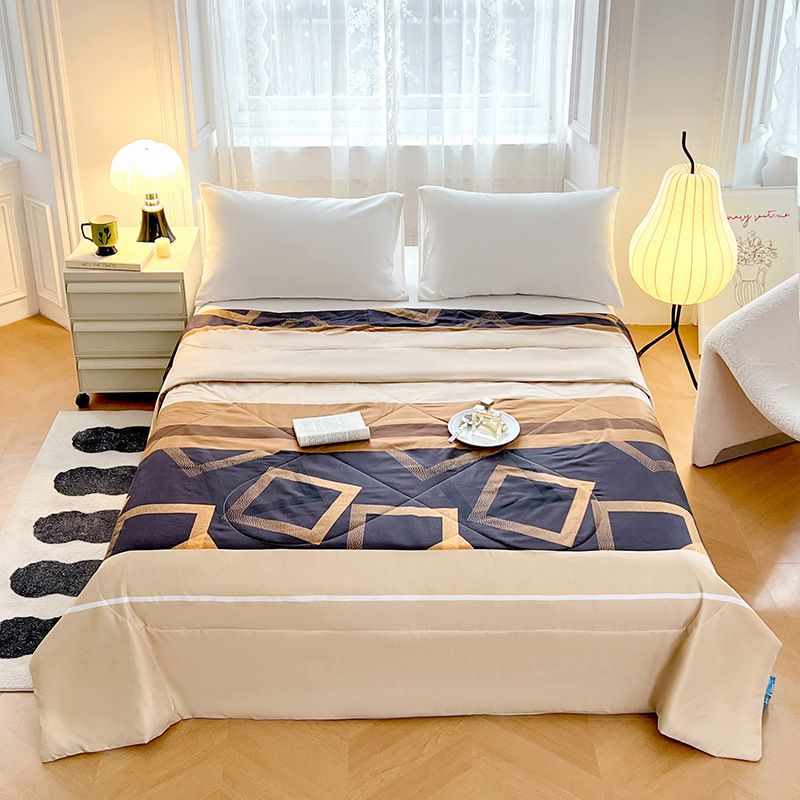 Printed Skin Friendly Soft Cotton Summer Quilt Double Summer Cool Quilt Washable Air Conditioning Quilt Single Thin Quilt_voghion.com