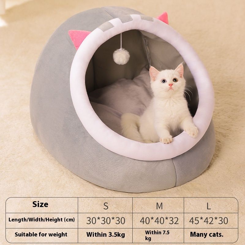 Nest, Winterwärme, Kätzchen, Vier-Jahreszeiten-Universalbedarf, Halbgeschlossenes Katzenhaus, Bett Zum Schlafen, Haustier-Hundenest_voghion.com