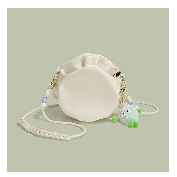 Borsa a tracolla singola rotonda in pelle plissettata, di alta qualità, piccola, estiva, da donna, in stile coreano, per ragazze_voghion.com