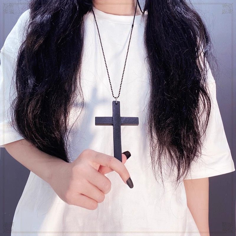 Collana con croce in legno per donna, versatile, di alta qualità, girocollo con clavicola, catena per maglione, accessori all'ingrosso di gioielli Yiwu_voghion.com