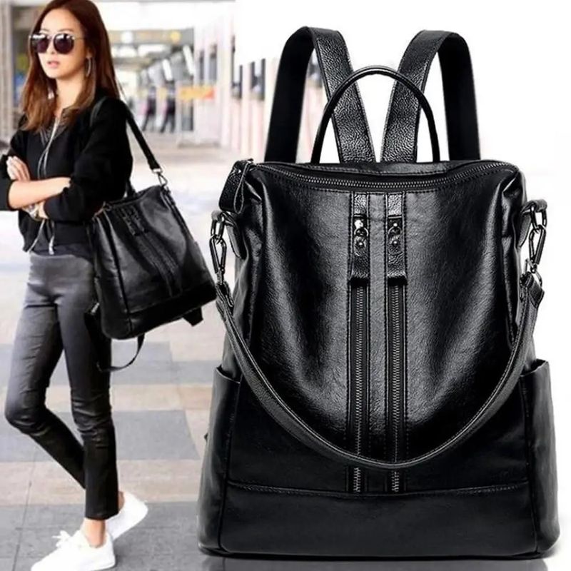 Borsa da college multifunzionale casual in pelle morbida da donna per la scuola, borsa a tracolla di grande capacità, zaino da viaggio_voghion.com