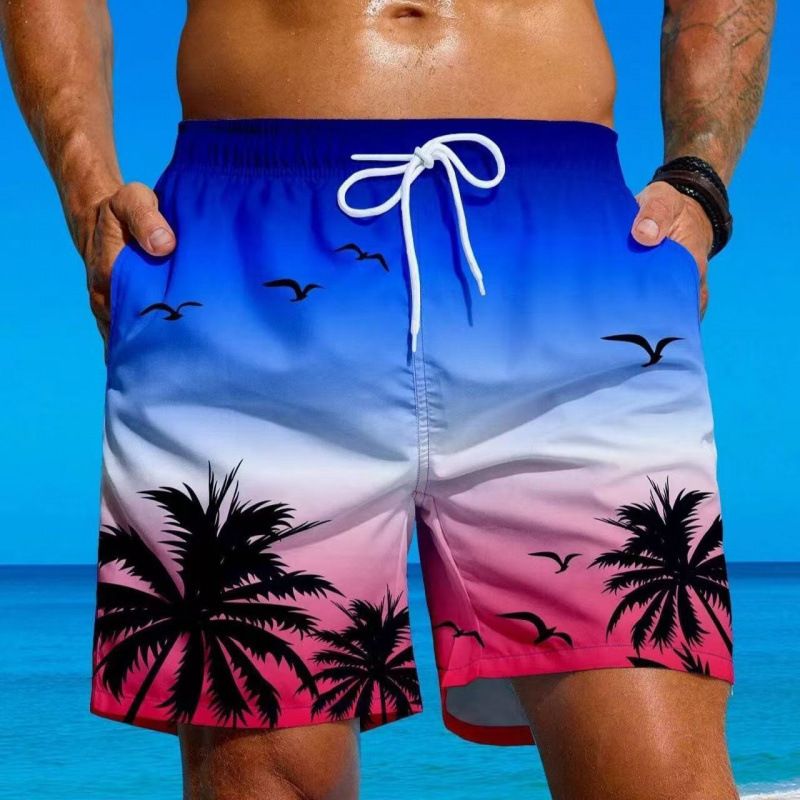 Men's Clothing Retro Plant Pattern Beach Shorts Men Coconut Tree 3D Printed Swim Trunks Summer Hawaiian Shorts Loose Plate_voghion.com